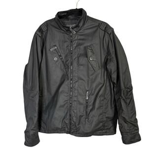 Whispering Smith Mens XL Cafe Jacket Coated Cotton Black Military Tactical Moto